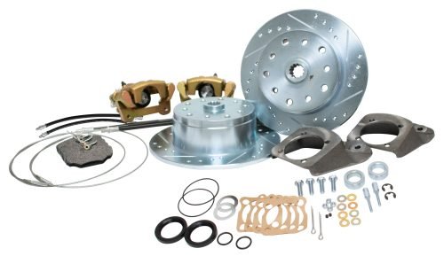 Rear Disc Brake Kit, I.R.S. Bug 1973-79, Double-Drilled Pattern, 5x130 with 14x1.5mm Threads 5x4.75" with 12mm Threads, Drilled and Slotted Braking Surface