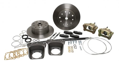 Rear Disc Brake Kit, Swing Axle Bug 1958-67 Double-Drilled 5x130 with 14x1.5mm Threads 5x4.75" with 12mm Threads Deluxe Kit