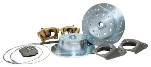 Rear Disc Brake Kit, I.R.S. Bug 1973-79, Double-Drilled Pattern, 5x130 with 14x1.5mm Threads 5x4.75" with 12mm Threads, Drilled and Slotted Braking Surface