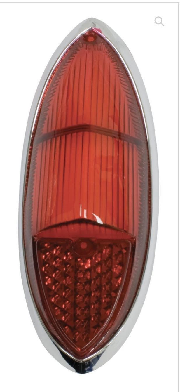 Red Tail Light Lens Chrome Ring Ghia 1960-69 (Pair)