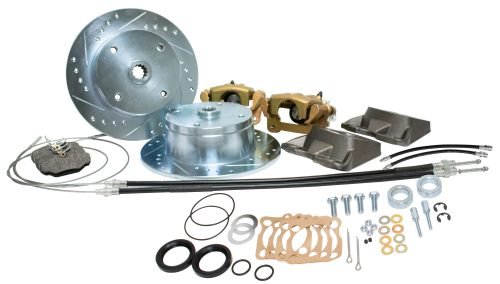 Rear Disc Brake Kit, I.R.S. Bug 1973-79, 4x130 with 14x1.5mm Threads, Drilled and Slotted Braking Surface