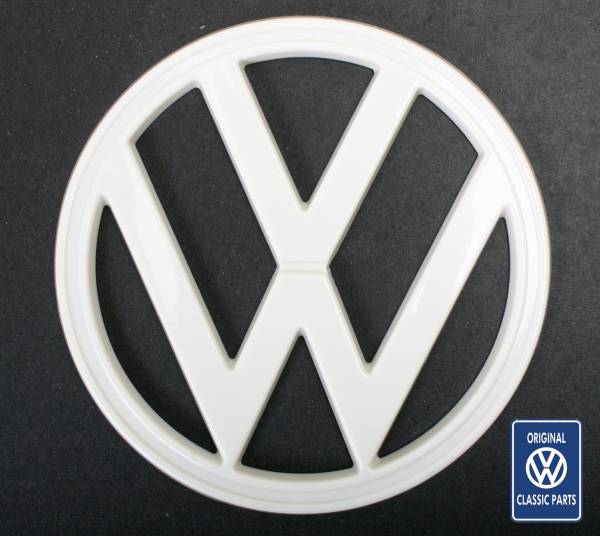 White Plastic Front Nose Emblem Bus 1973–79