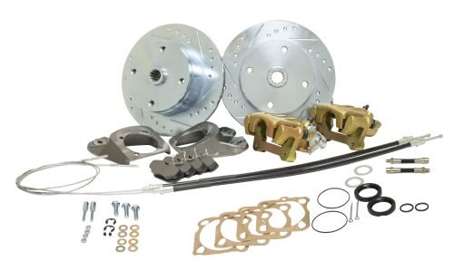 Rear Disc Brake Kit, Swing Axle Bug 1958-67, 4x130 with 14x1.5mm Threads, Drilled and Slotted Braking Surface