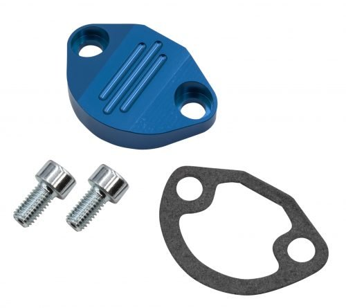 Blue Fuel Pump Block-Off with Hardware